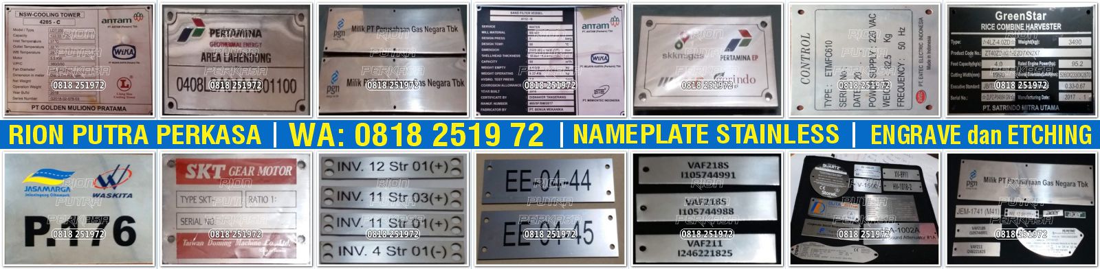 Name plate mesin aluminum anodize dan stainless steel
